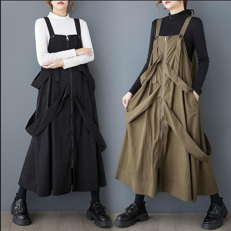 大きいサイズ サロペット　カーキ　ワンピースレディース 秋冬　春 新品 個性８