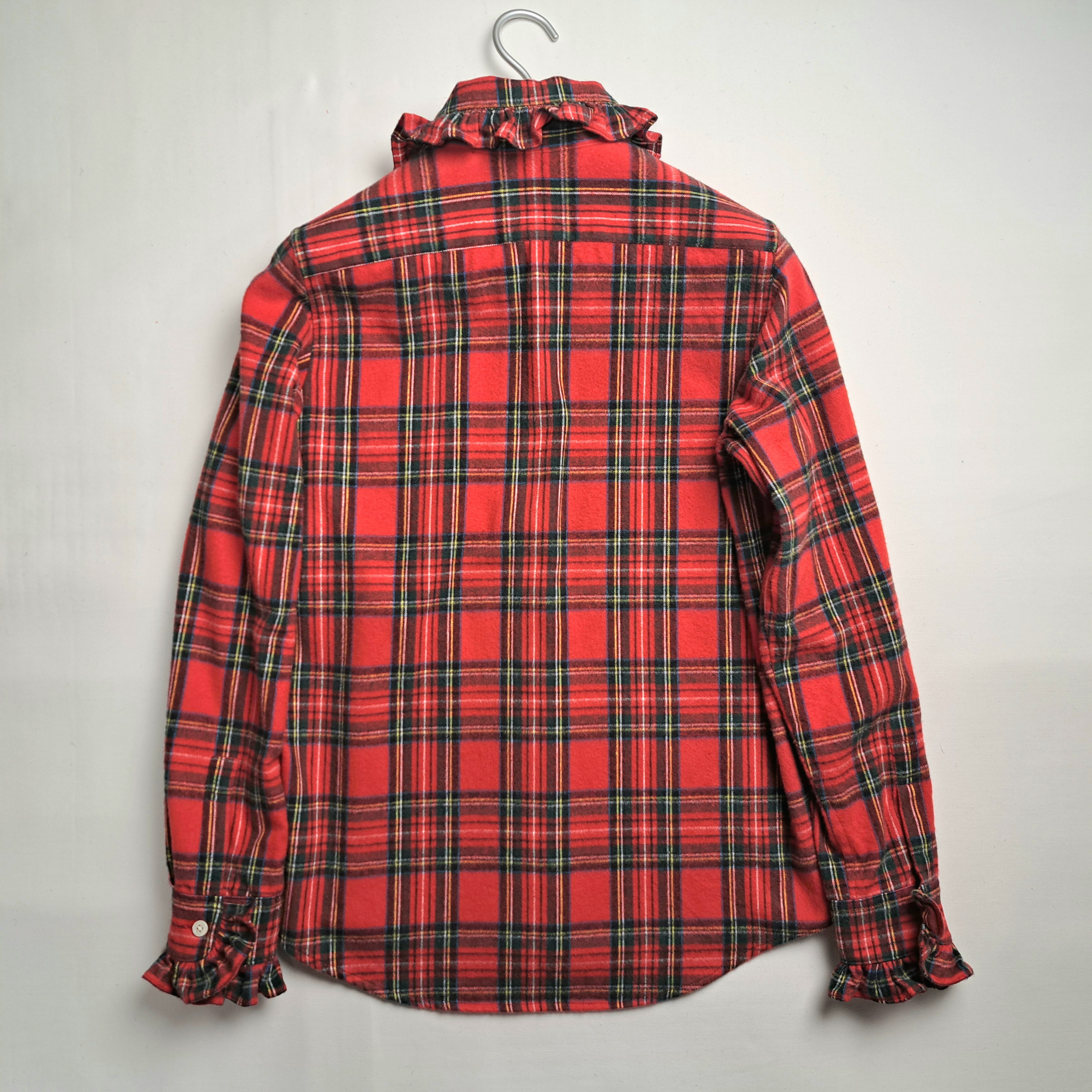 フランネル タータンチェック ラウンドカラー フリルシャツ ロイヤルスチュワート