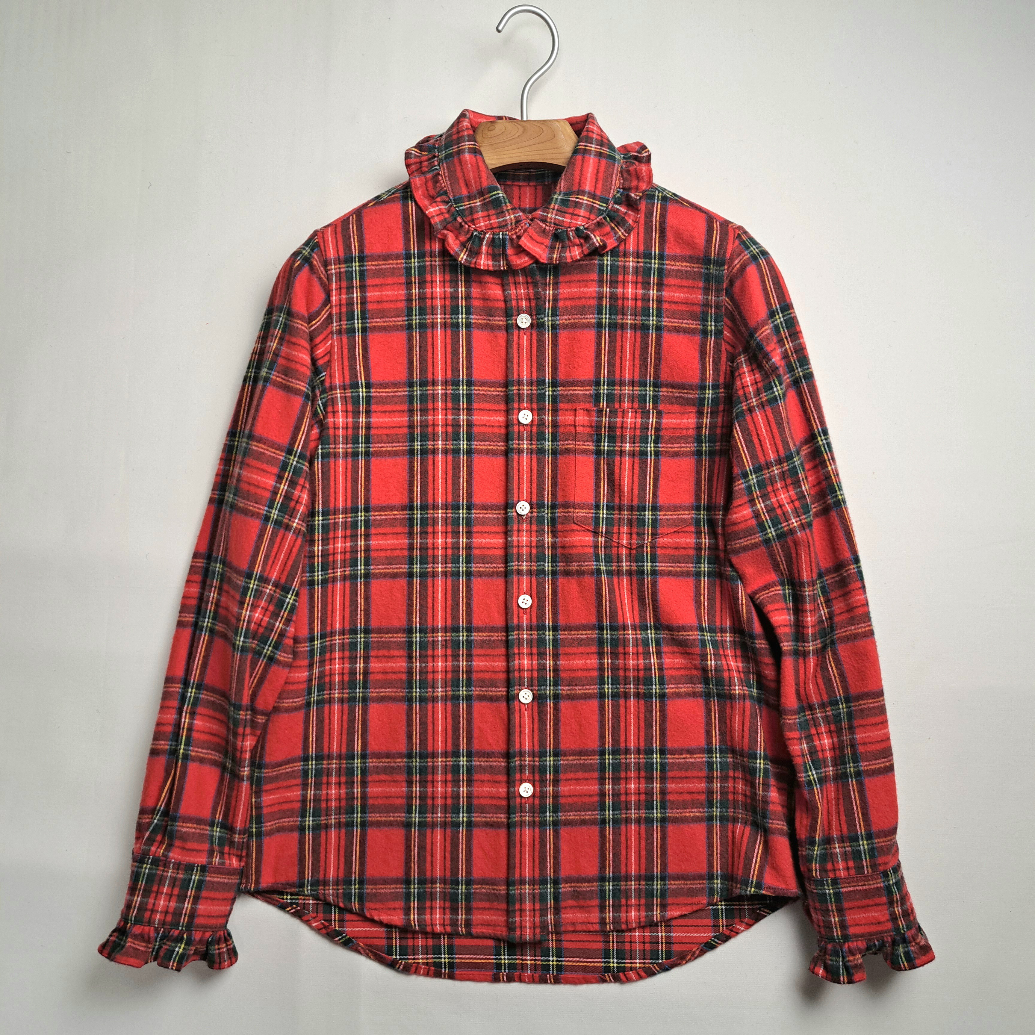 フランネル タータンチェック ラウンドカラー フリルシャツ ロイヤルスチュワート