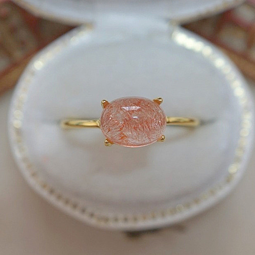 ㉜【8×6mm】カザフスタン産 ストロベリークォーツRing〈18kgp