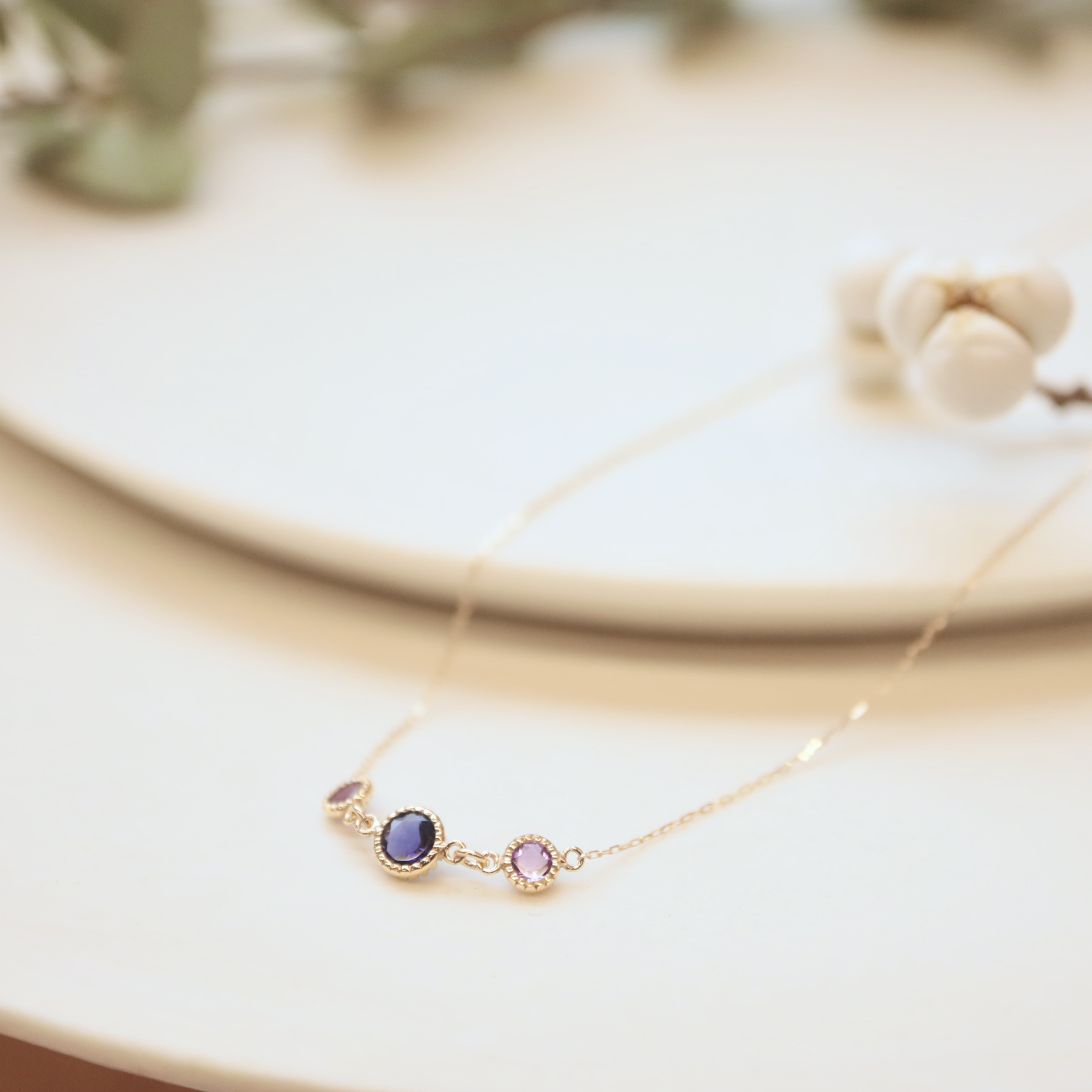 [Sot to] K10 ネックレス【アイオライト&アメシスト】