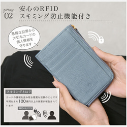 フラグメントケース 本革 レディース L字ファスナー 小銭入れ付き 薄型 スキミング防止 財布 L字  / FC1 4枚目の画像