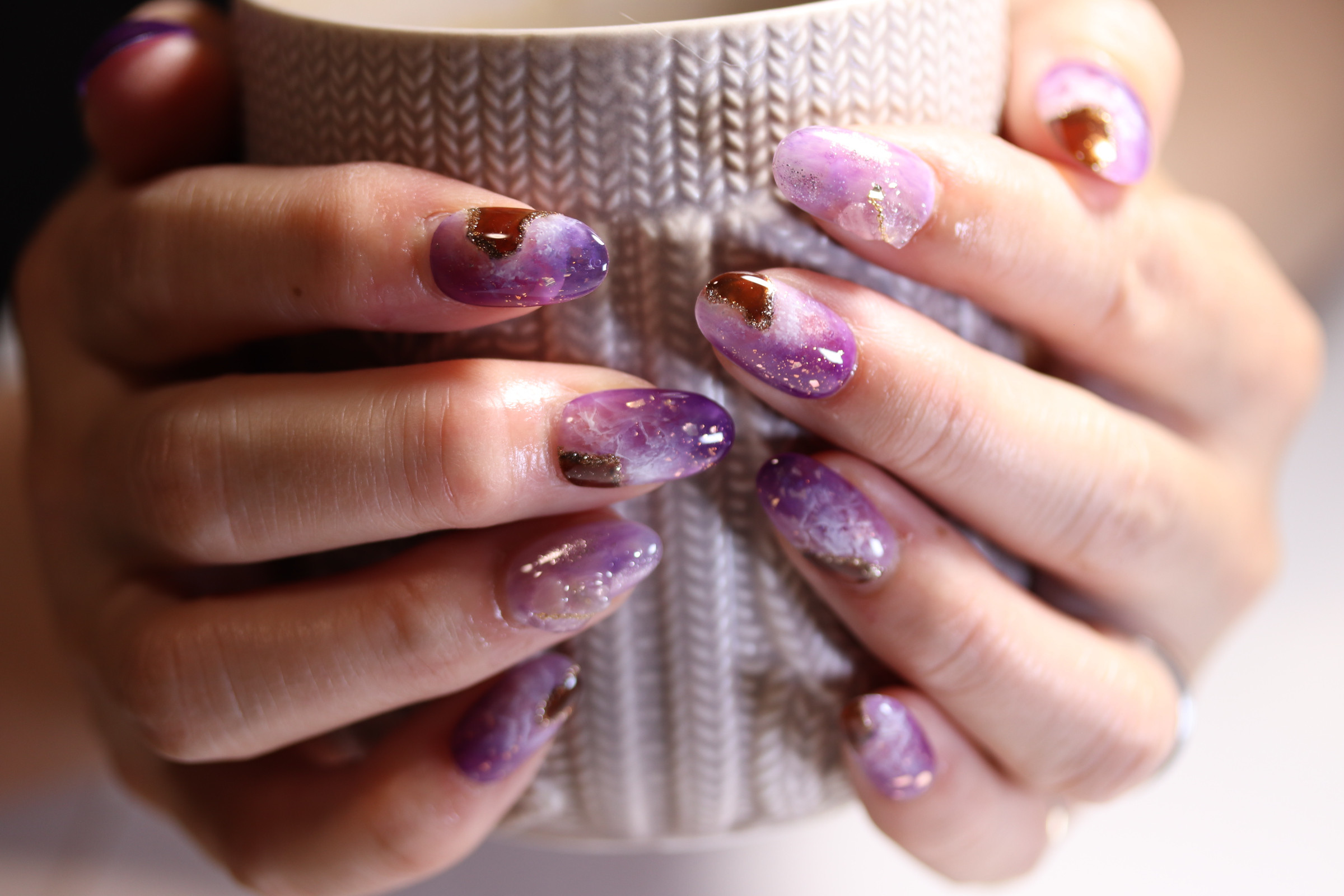 Amethyst(アメジスト) 天然石風 ネイルチップ 成人式 前撮り 上品