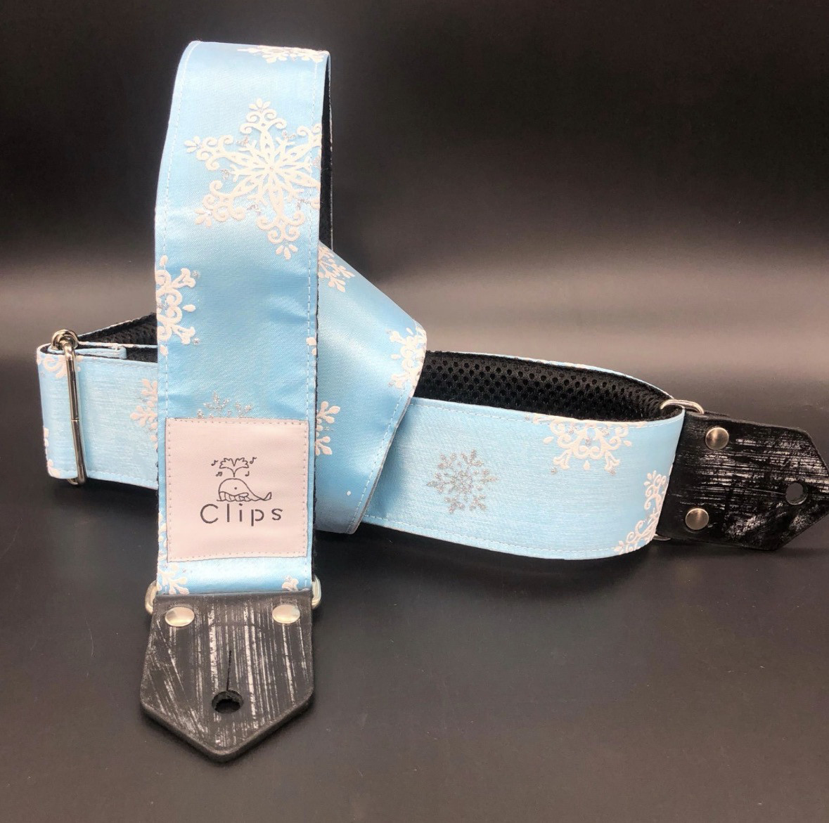 雪結晶柄　ギターストラップ　Let it Go ？