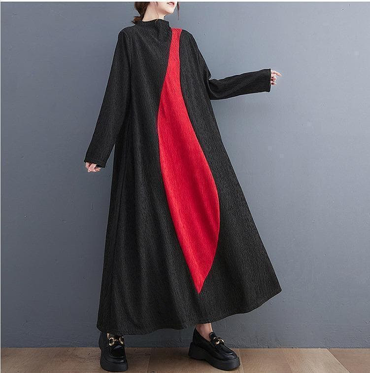 新品 大きいサイズ3L前後ワンピース 秋冬ロングワンピース マキシ丈 ゆったりr