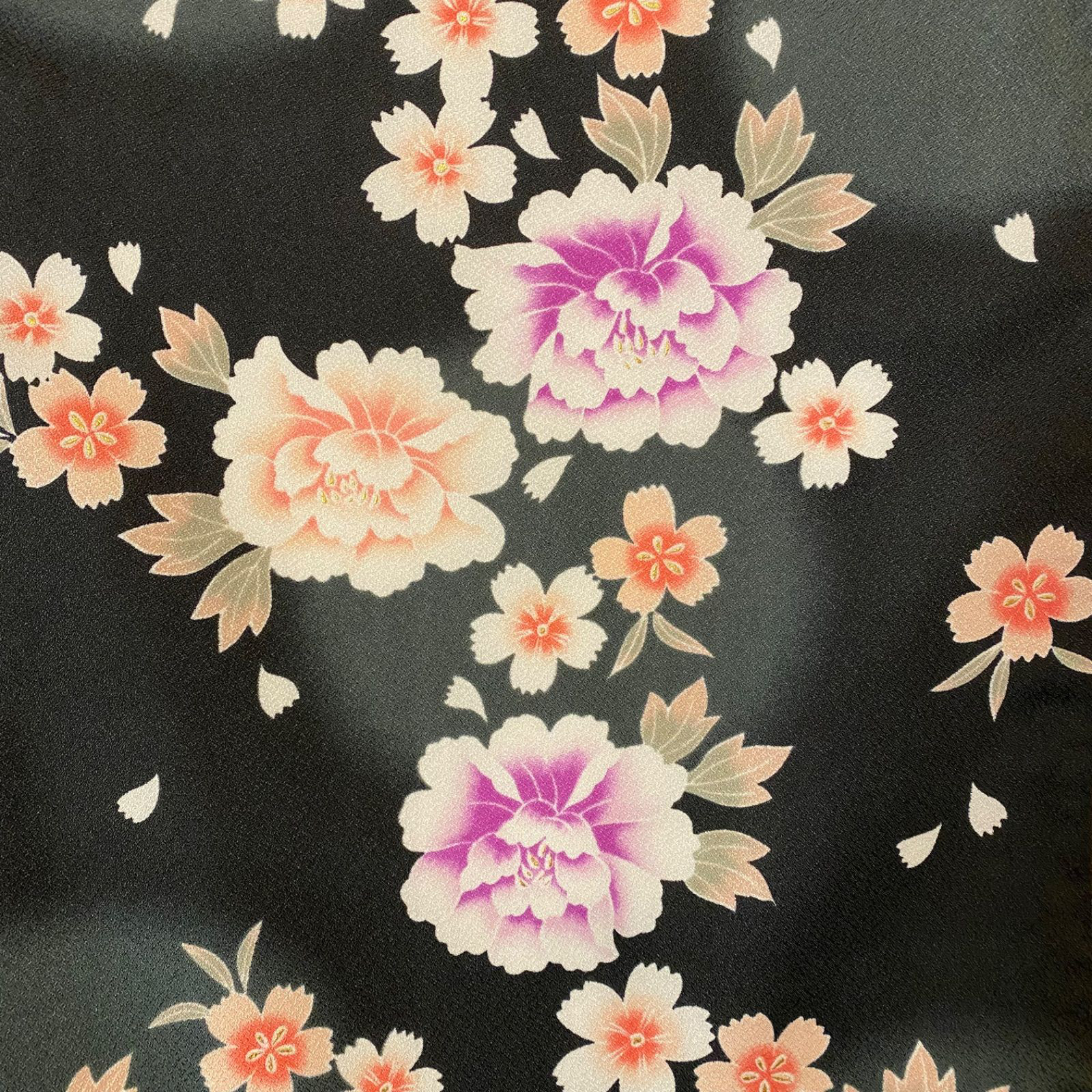 振袖 着物 ロングワンピース ドレス 2部式ローズ/バラ作り帯 リメイク 洗える 化繊 和洋折衷 FKW-43