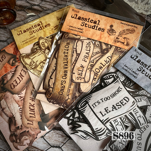 送料無料【S896コラージュ素材】海外シール ジャンクジャーナル 英字