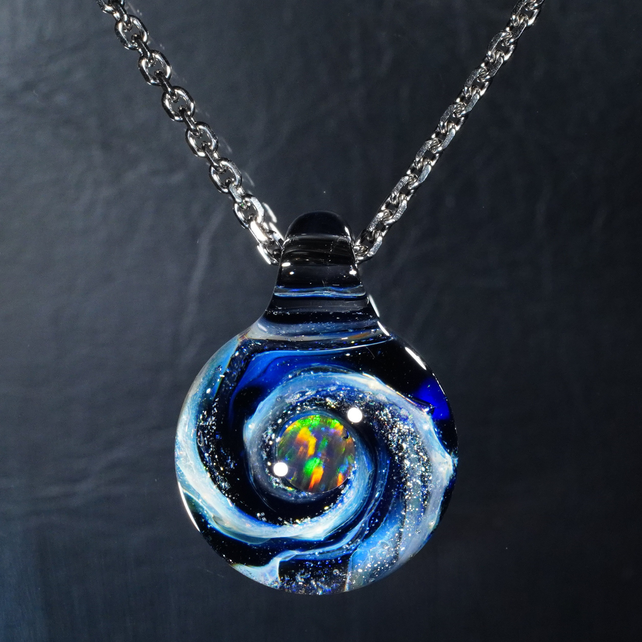 ガラスの小宇宙　ブラックオパール ペンダント　No.2076 【YASUDA GLASS】 8,424円