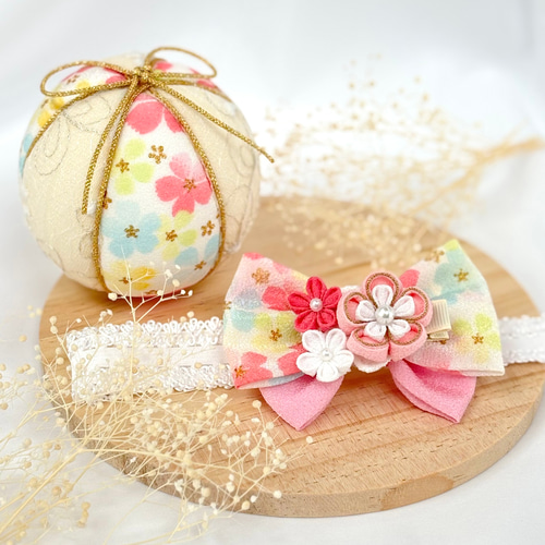 2点セット】ひな祭り・初節句の写真撮影に 手鞠＆2wayベビーヘアバンド