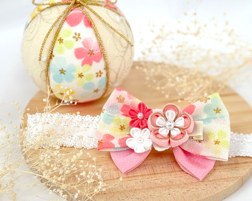 2点セット】ひな祭り撮影に 手鞠&2way ベビーヘアバンド 初節句やお