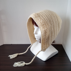 61ボンネットニット帽 エメラルドグリーン 大人 ニット帽・ビーニー