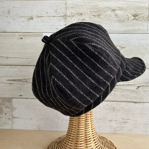 ベーシックキャスケット・ストライプ・チョコレート キャスケット