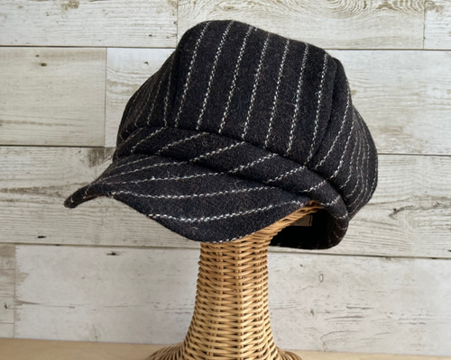 ベーシックキャスケット・ストライプ・チョコレート キャスケット