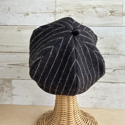 ベーシックキャスケット・ストライプ・チョコレート キャスケット