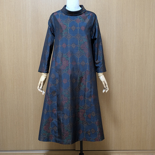 m*定様 着物リメイク♪ 大島紬　ふんわりワンピース　MーL 総裏地付　秋冬コー 着物リメイク♪ 大島紬 3段ティアード ワンピース 裏地付き♪ MーL