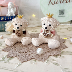 アロマストーン✨おしゃれ好きなテディベア♡ガラスの小瓶付き