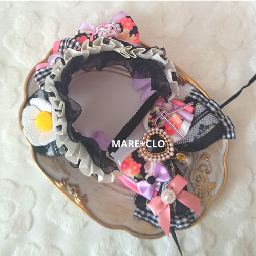 ぬい服 ヘッドドレス リボン 和柄 和風 13cm 10cm C05 リボン・テープ