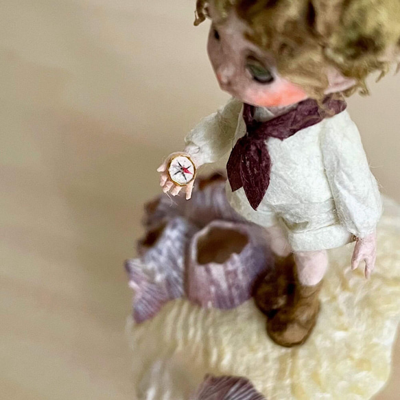 和紙人形『惑星探検』｜コンパスを手に歩き出す子どもと貝殻のミニジオラマ 11枚目の画像