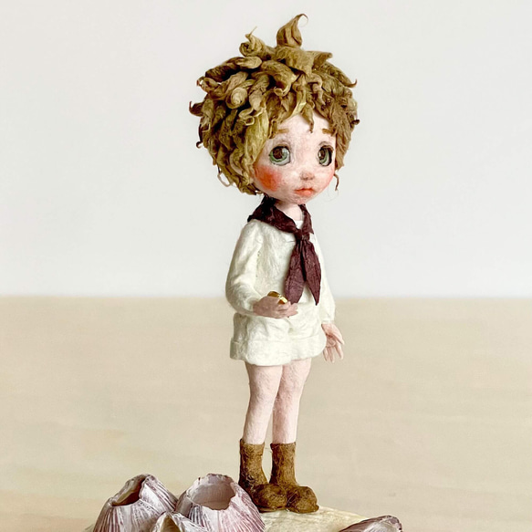 和紙人形『惑星探検』｜コンパスを手に歩き出す子どもと貝殻のミニジオラマ 8枚目の画像