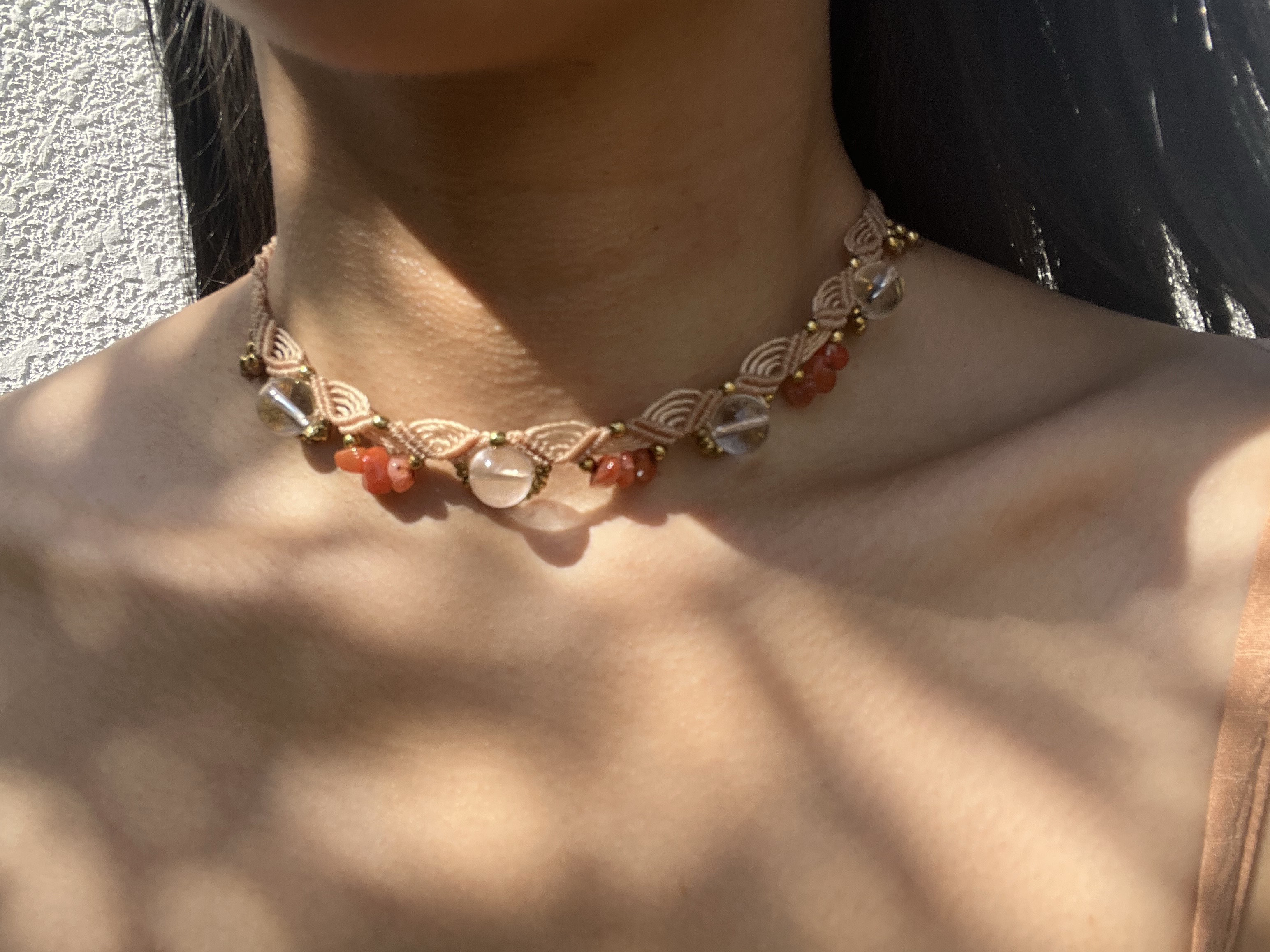 青海波模様＊crystal. carnelian.hematite〜choker