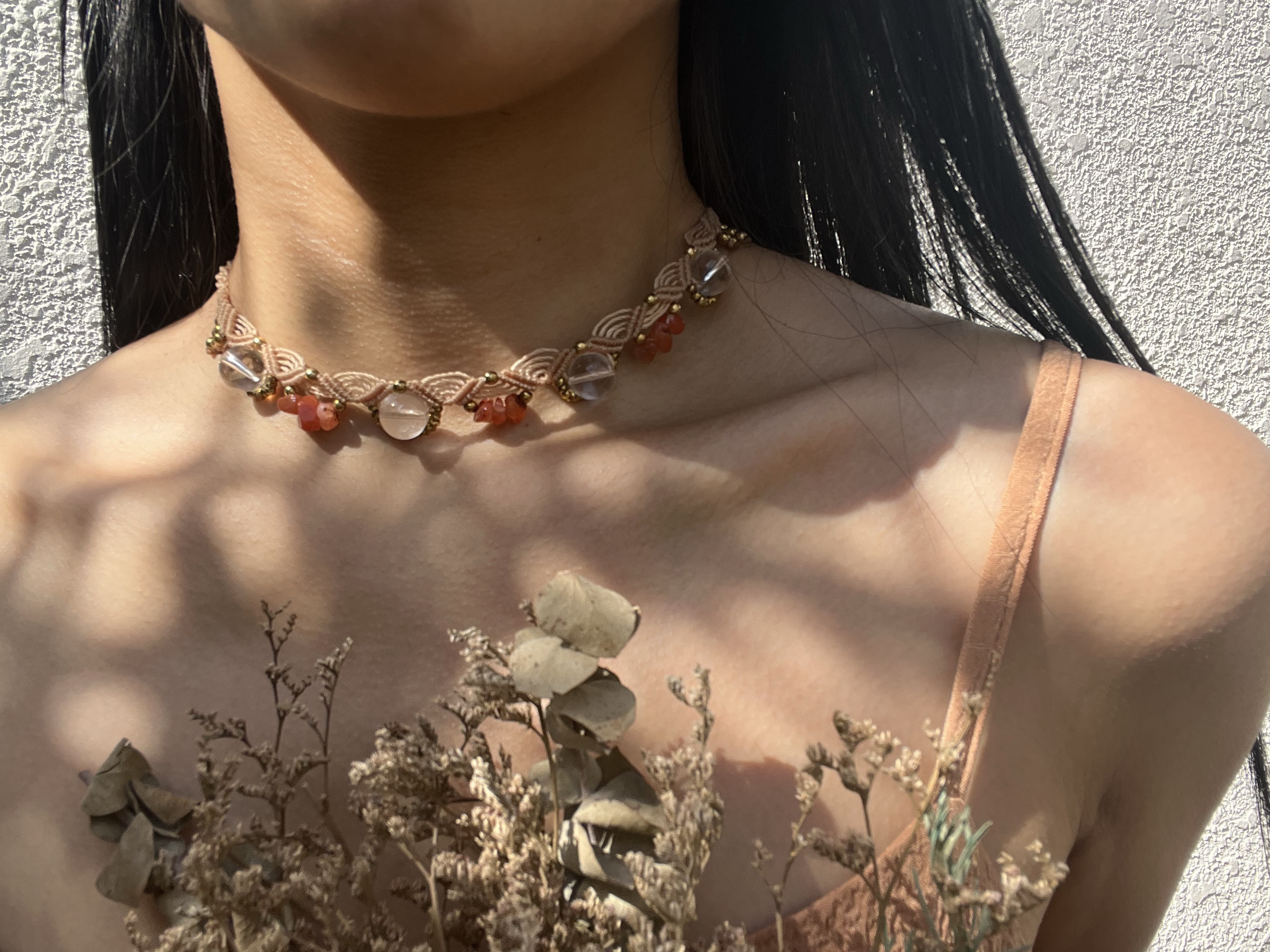 青海波模様＊crystal. carnelian.hematite〜choker