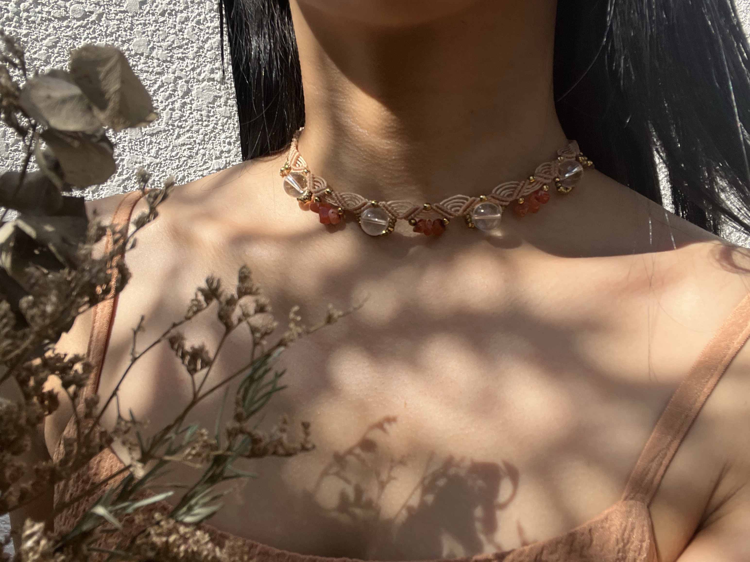 青海波模様＊crystal. carnelian.hematite〜choker