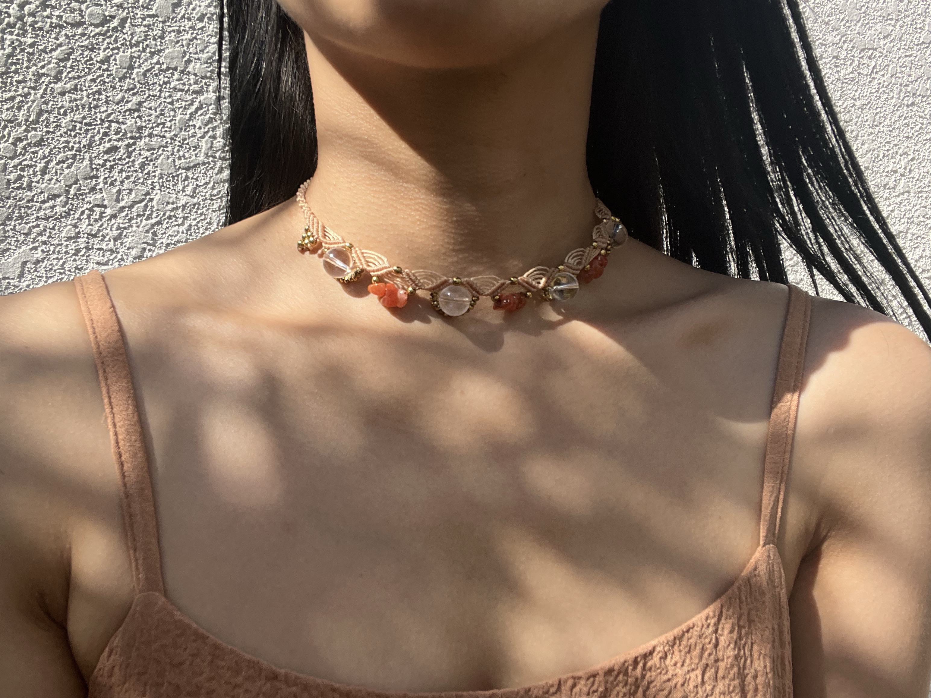 青海波模様＊crystal. carnelian.hematite〜choker