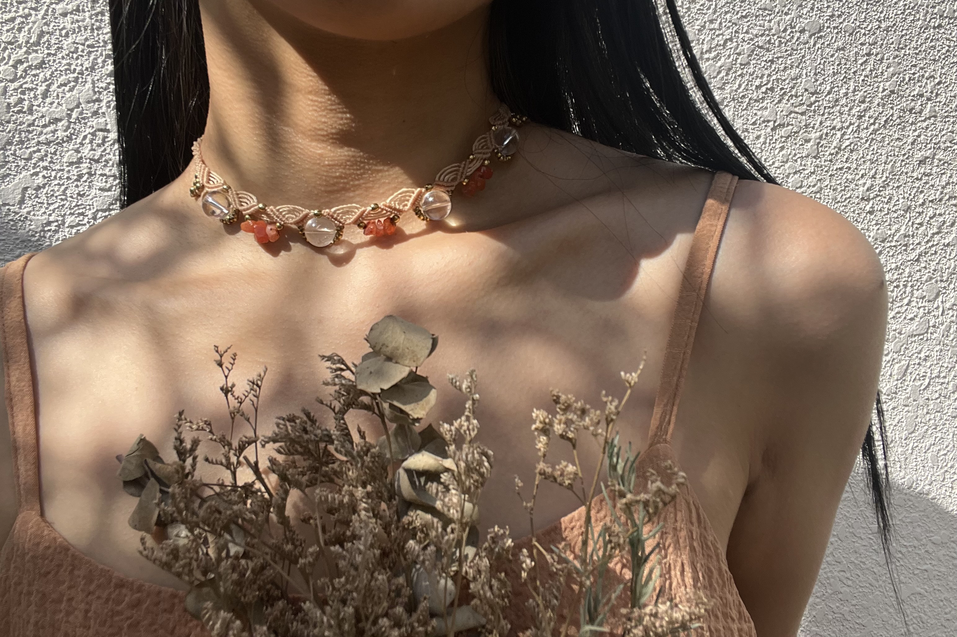青海波模様＊crystal. carnelian.hematite〜choker