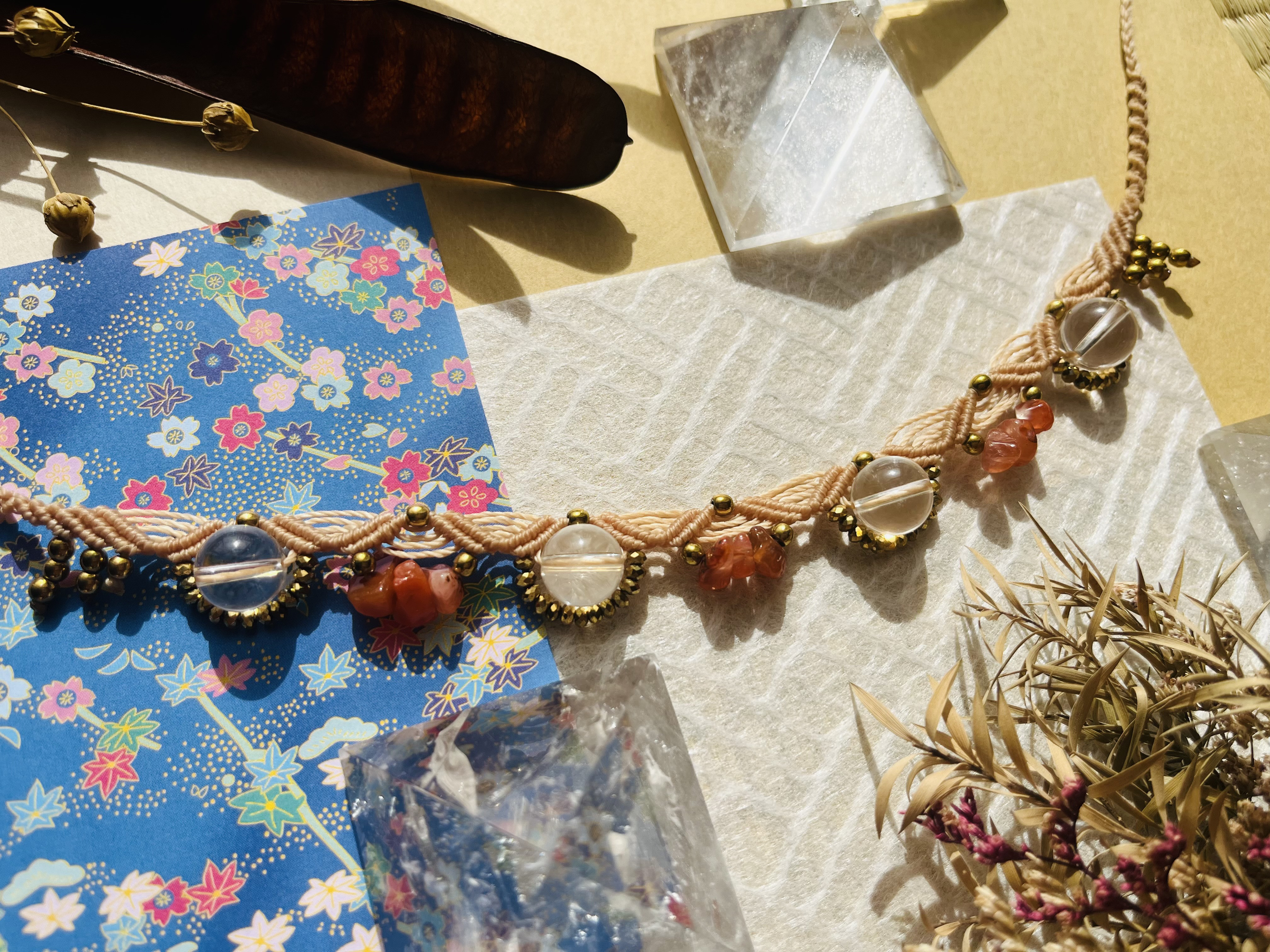 青海波模様＊crystal. carnelian.hematite〜choker