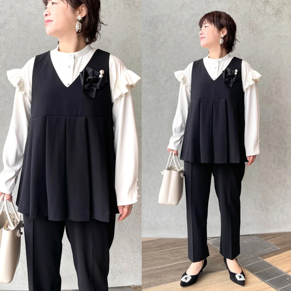 小柄S】セットアップ 普段～卒業式 着回し優秀ジレ＆美脚ストレッチ