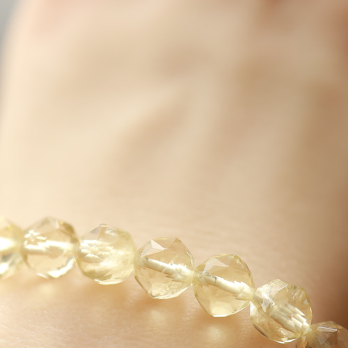 水晶 ボタンカット レモンシトリン ジュエリールース ブレスレット