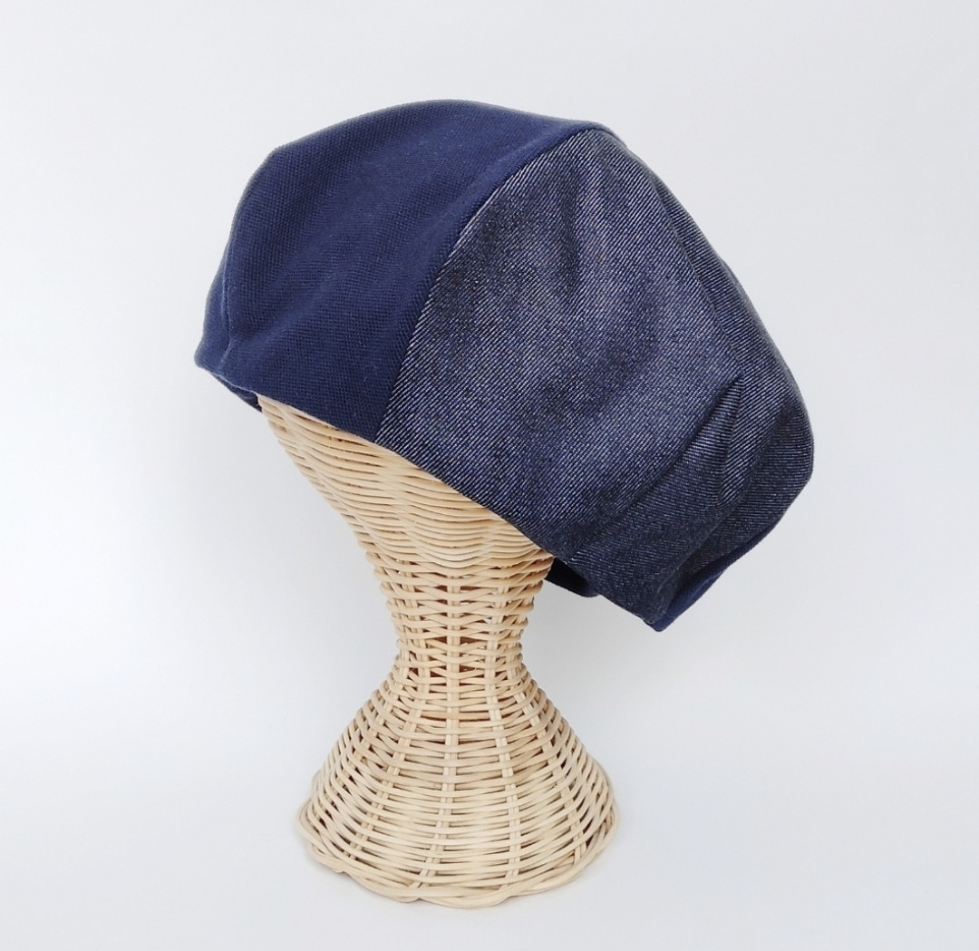 アレンジ自在！デニム×ネイビーコットンベレー帽　オールシーズン　春夏秋冬　プレゼント　男性にも好評　S.M.L.LL