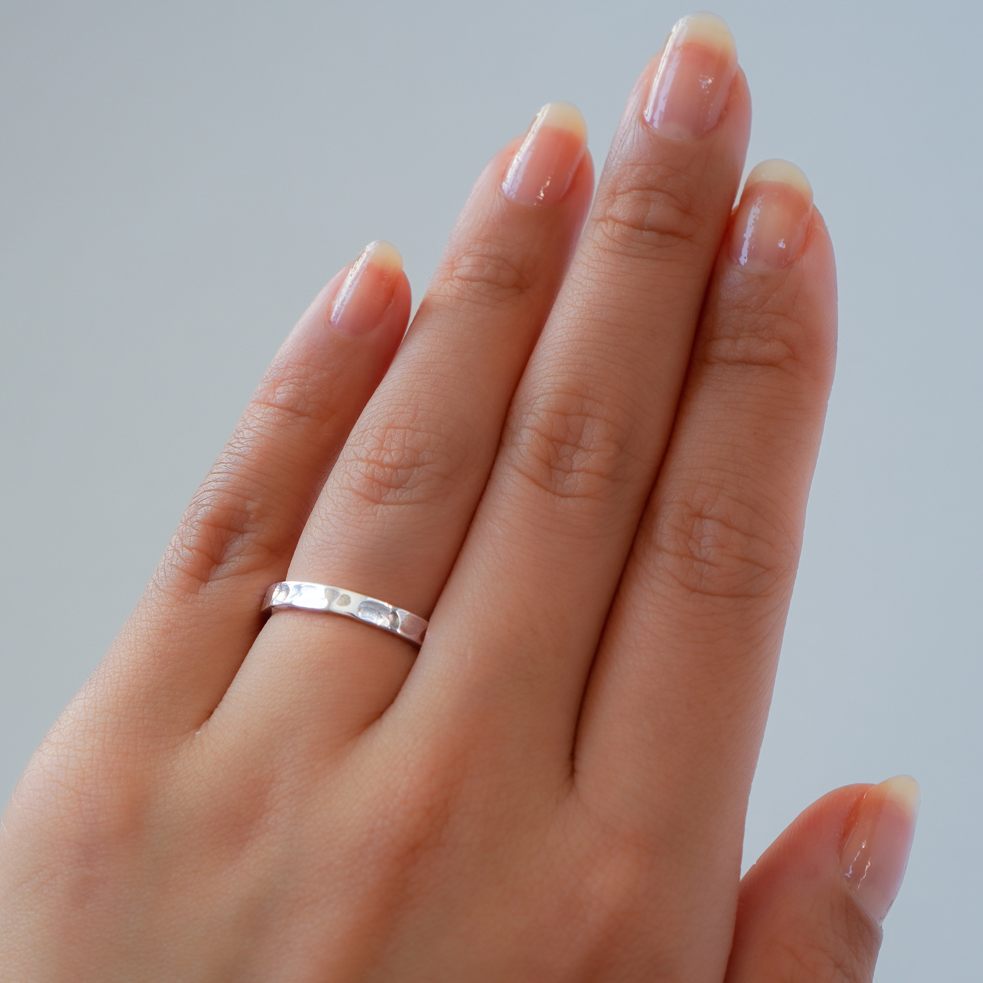 シルバーリング 槌目 2.5mm｜SV950 鍛造｜鏡面｜模様選択（大/小/MIX）｜刻印可｜つちめ