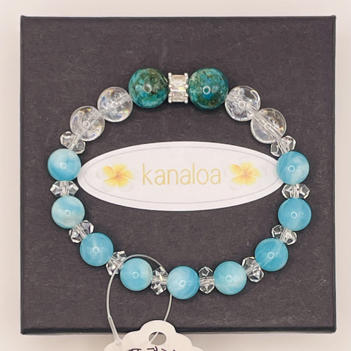 グリーンブルークリソコラ/アイスアマゾナイト/ヒマラヤ水晶】内径約