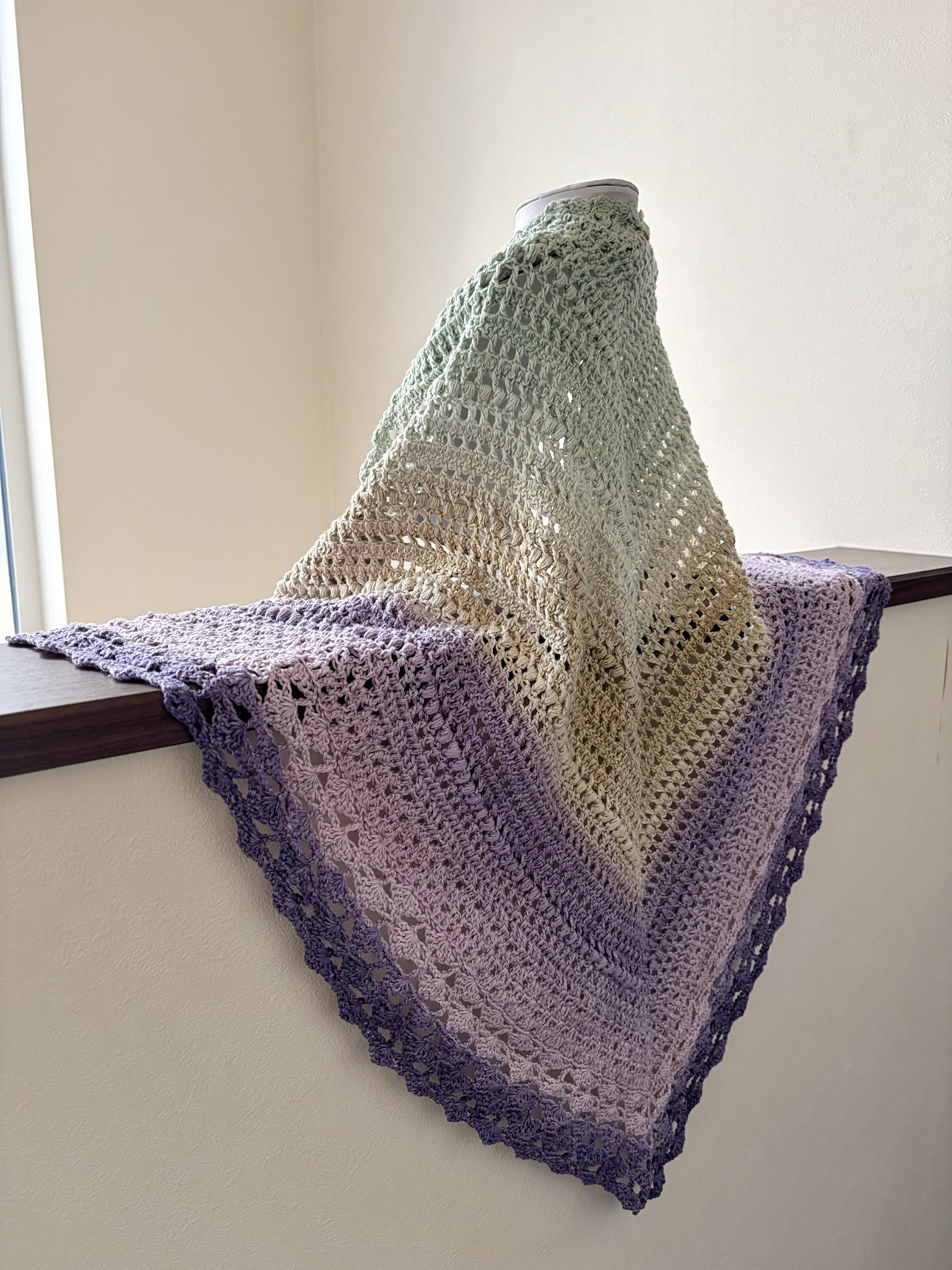 コットン混三角ショール　015