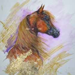 立ち上がる馬(高級水彩画用紙、F4, 24cm×33，5cm、墨、水彩