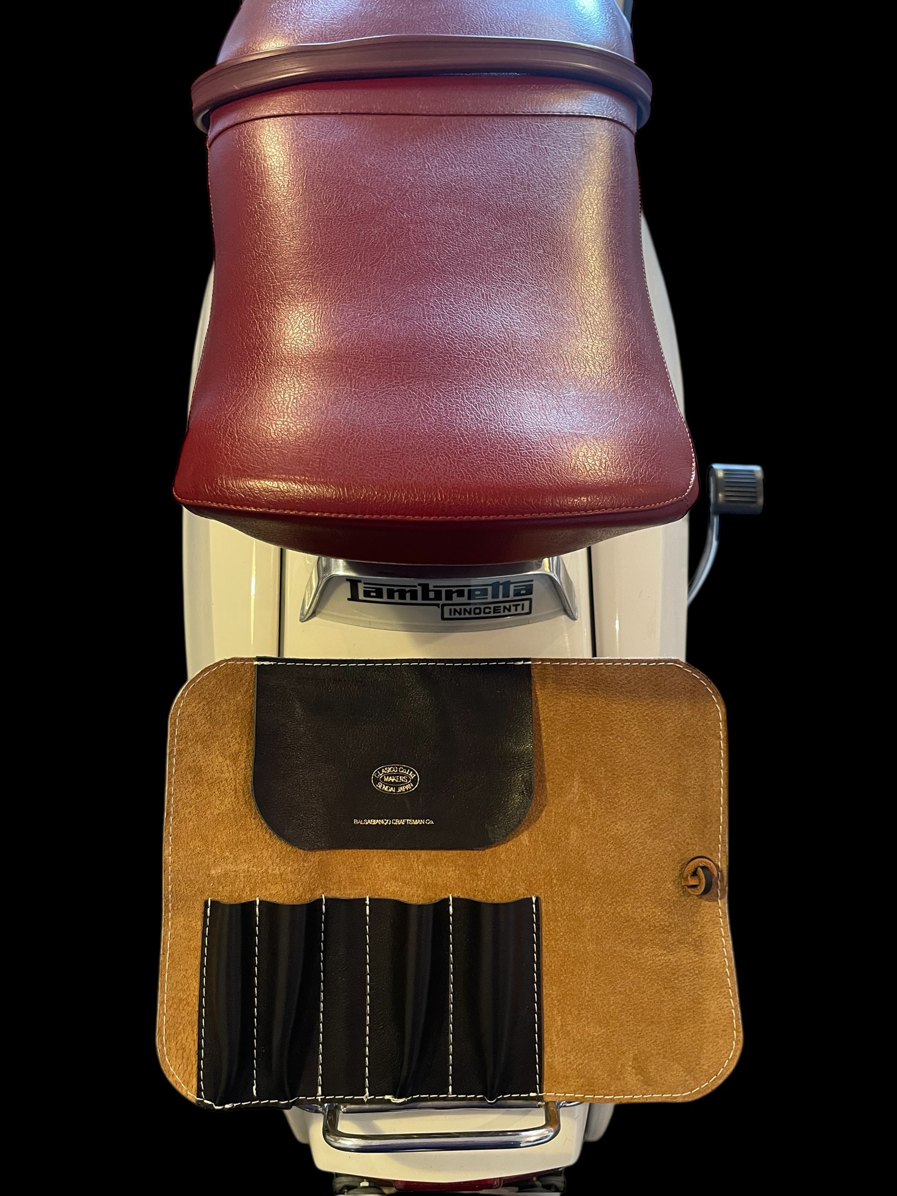 Leather tool case / White Leopard-Brown-Black