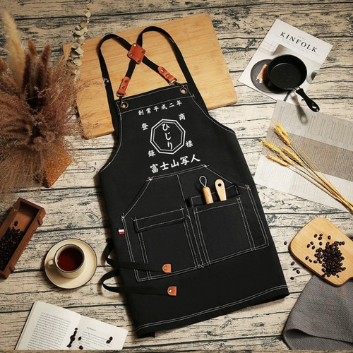 商店風 名入れ エプロン キャンバス 昭和レトロ 帆前掛け 感謝祭 開店