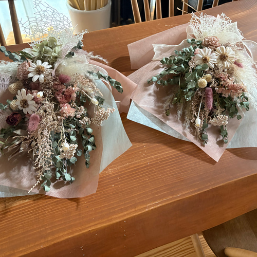 ピンクカラー♡ドライフラワースワッグ ドライフラワーブーケ ギフト