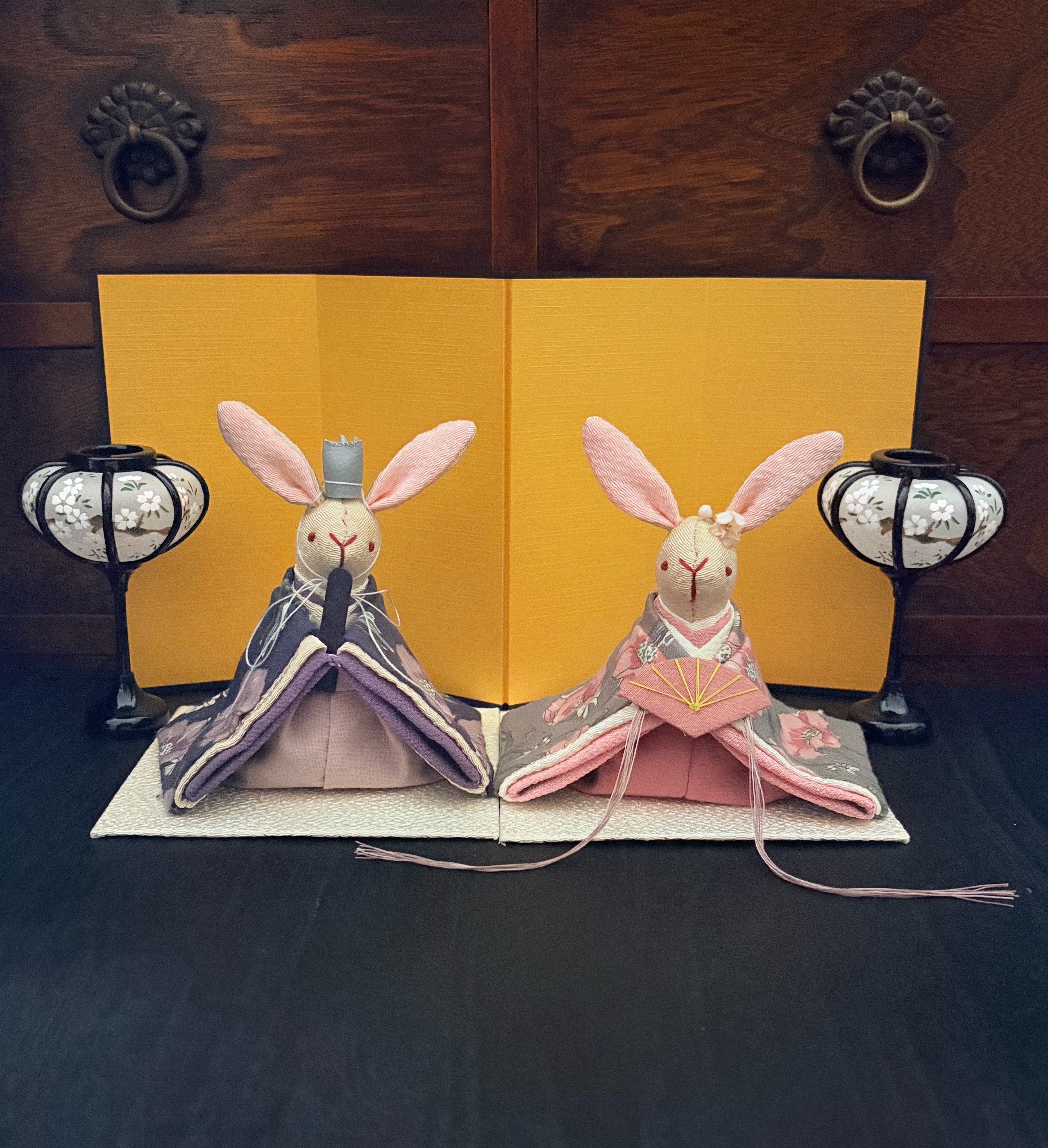 リバティー柄のお着物のうさぎの雛人形 (雛人形、お雛様、おひな様) 4,588円