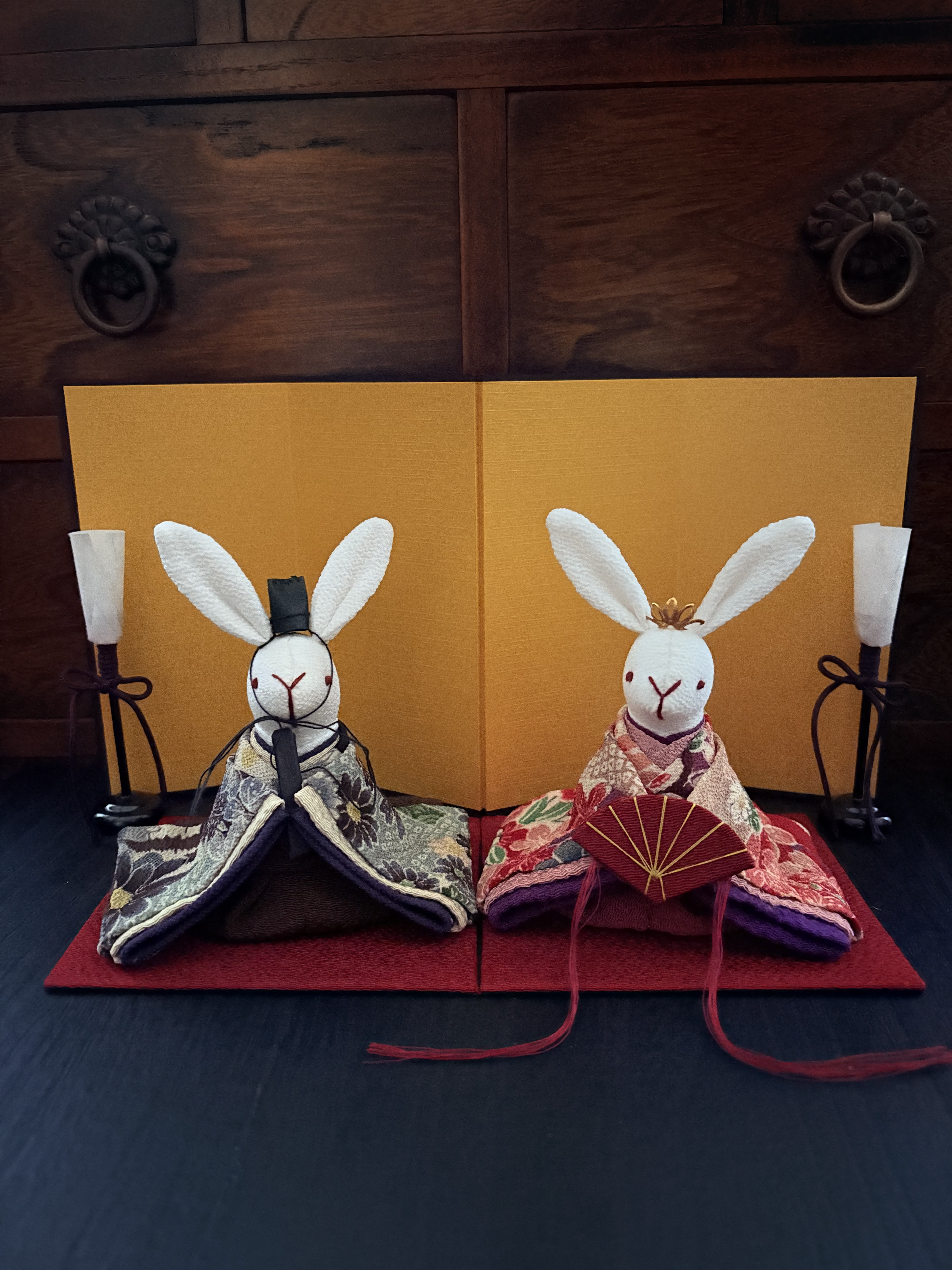 素敵な和柄のお着物のうさぎ雛　(雛人形.お雛様.おひな様)