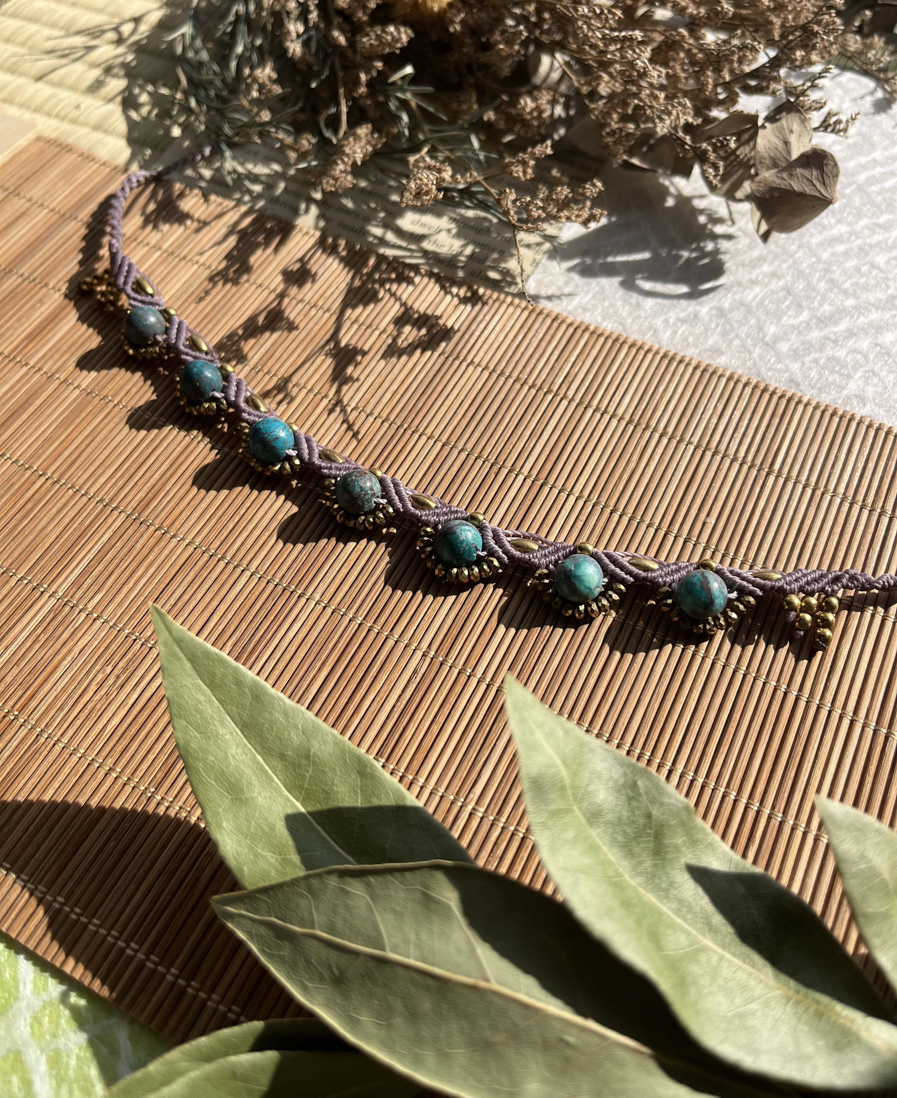 purple青海波模様＊turquoise.hematite〜choker