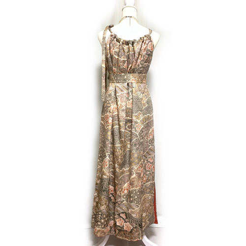 サナトメエメエ　着物リメイクワンピース　訪問着　辻が花　ドレス　ボレロ付き 着物リメイクワンピース 着物ドレス 訪問着 辻が花 希少品 黒色 ラメ