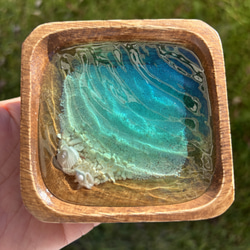 レジン 波紋 小物入れ 六角形 オーシャンアート 海アート 南国 サンゴ