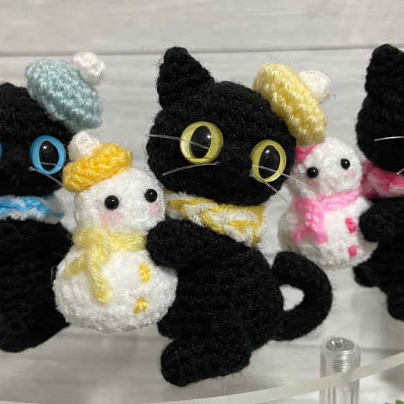 選べる⛄雪だるま＆黒猫＊あみぐるみ【受注製作品】 あみぐるみ