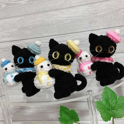 選べる⛄雪だるま＆黒猫＊あみぐるみ【受注製作品】 あみぐるみ