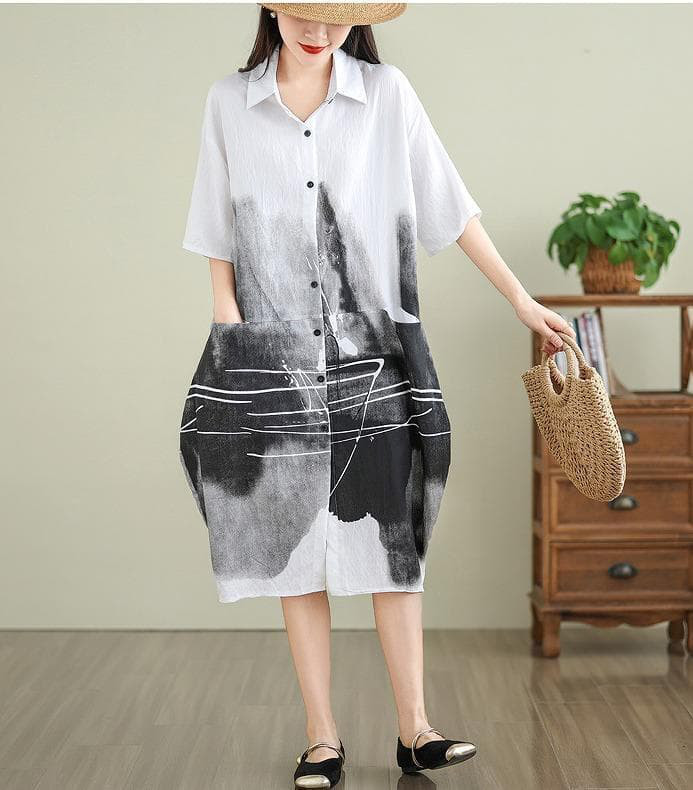 大きいサイズ レディース シャツ　ワンピース　春夏 秋 新品 半袖