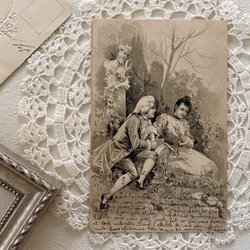 アンティークポストカード ロマンス柄 貴族柄 フランス 額装