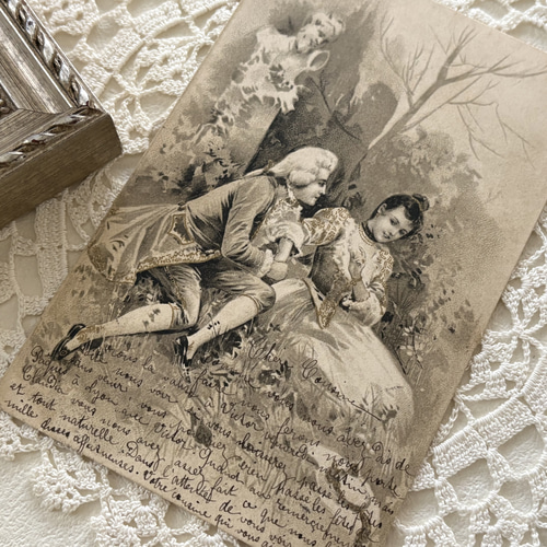 フランスアンティーク　1911年ジュリア・バルテ写真サイン入り豪華額装2点セット ファッションイラストフレーム 額入り雑誌 額縁ゴールド | Brocante de