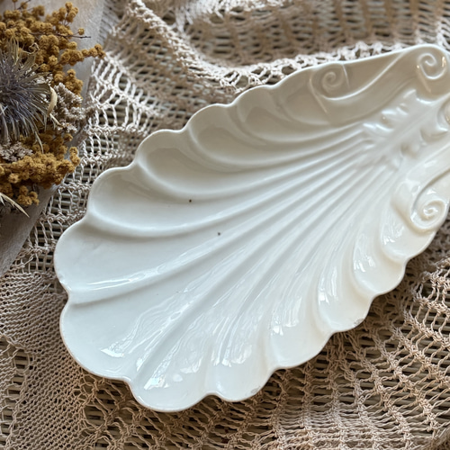 【H】シェル型ラヴィエプレート/フランスアンティーク食器 フランスアンティーク シェル型 ラヴィエ テーブルウェア お皿 小物